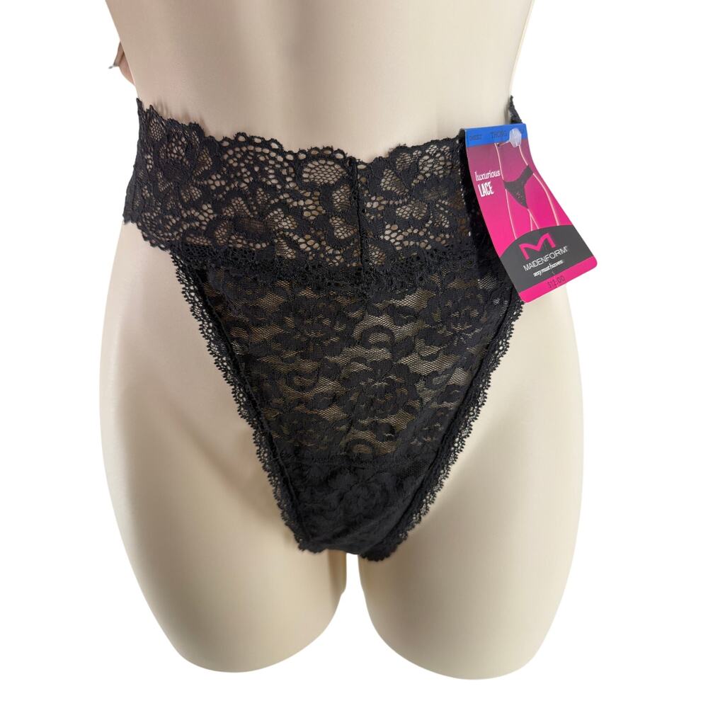 Maidenform Sexy Must Have Sheer Lace Thong Underwear Dmeslt Black XL / 8